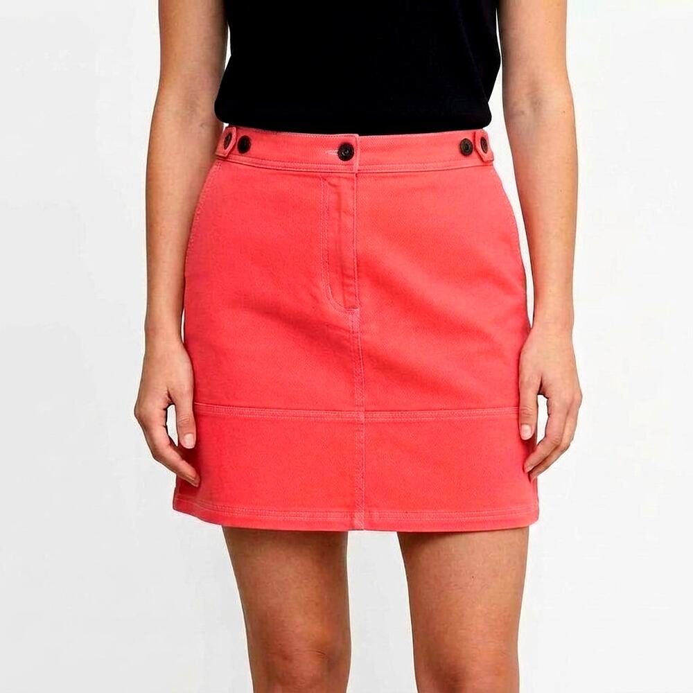 Wildfang Essential Denim Work Mini Skirt Red Orange Size M NWT